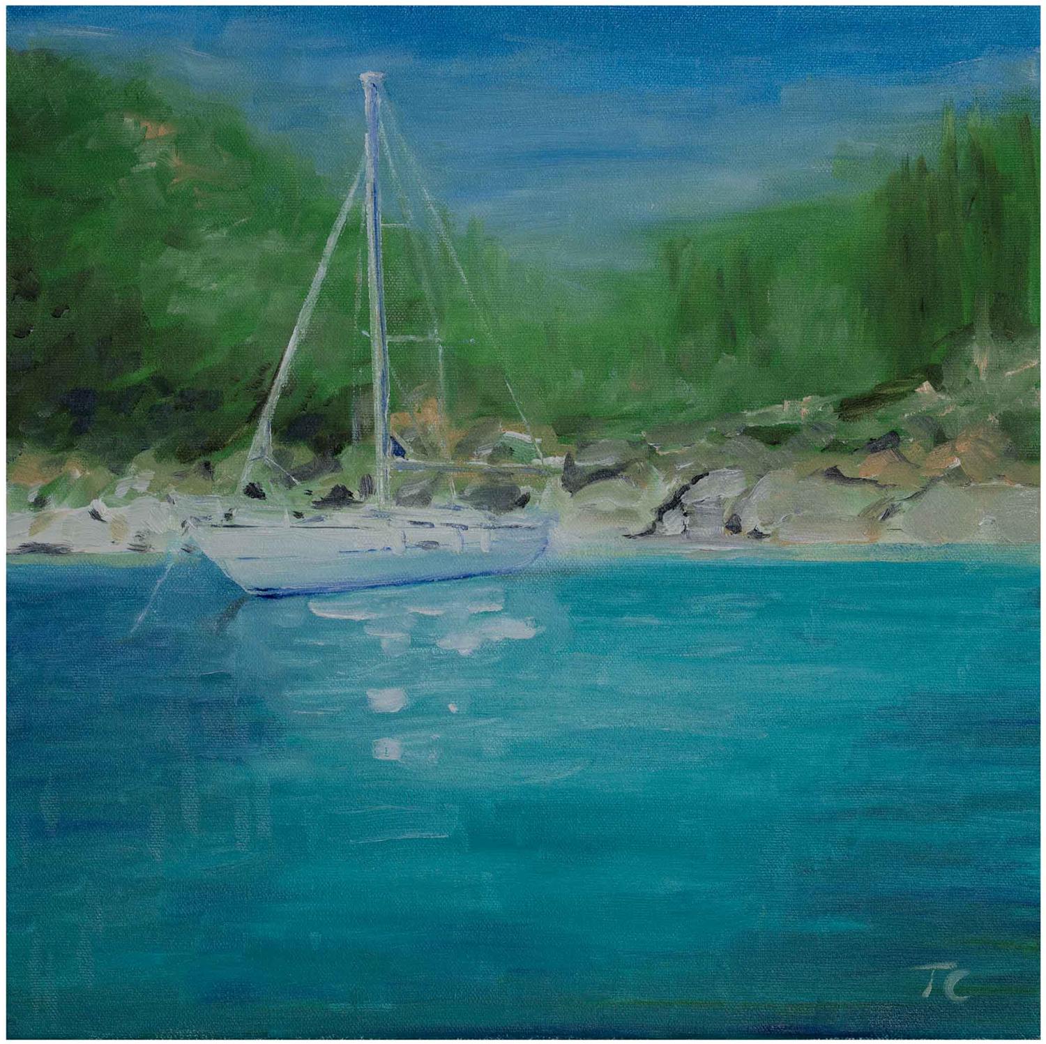 Hired in Greece — painting by Trevor Chatfield